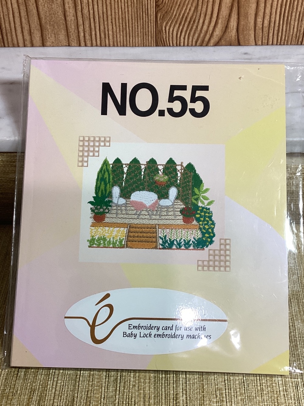 New NO.55 Embroidery Card with Garden Patio Design for Baby Lock Machine